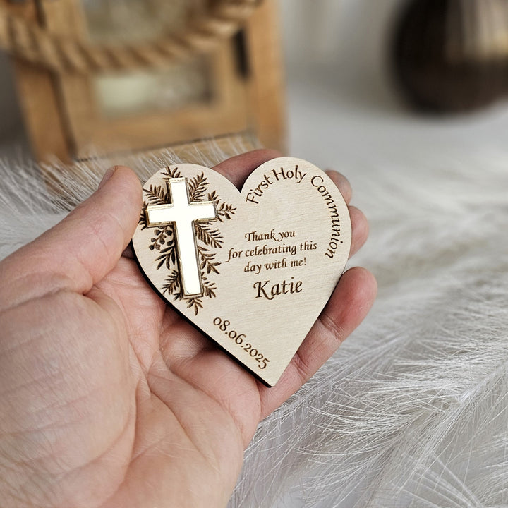 Personalised First Holy Communion Thank You Favors - Baptism, Christening, Naming Day, Confirmation Gift - Wooden Keepsake Favor Magnets