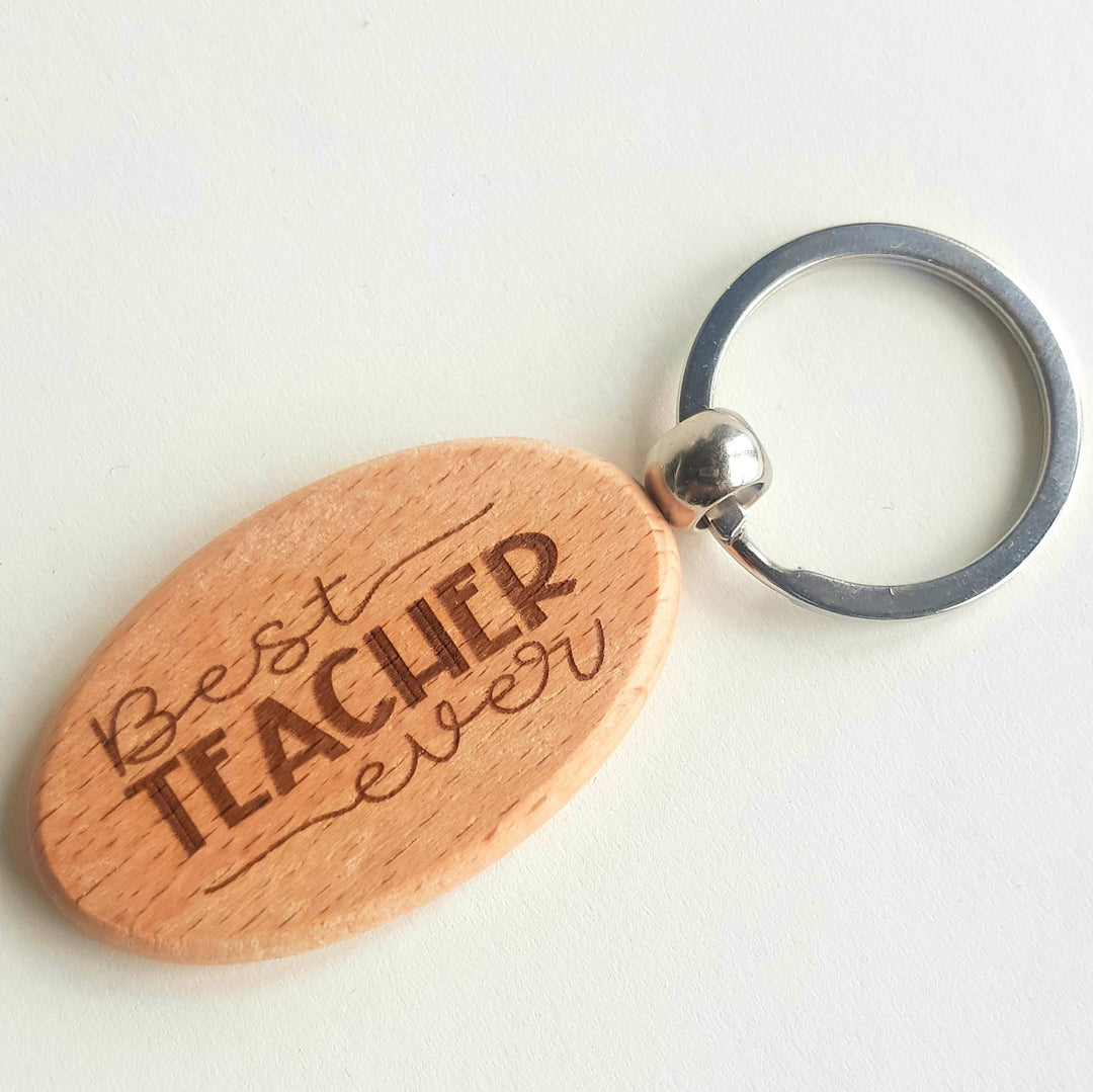 Wooden Keyring Best Teacher Ever