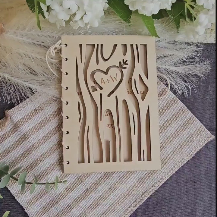 Personalised Wooden Love Card with Trees Design - Perfect for Valentines Day Anniversaries Weddings and Engagements