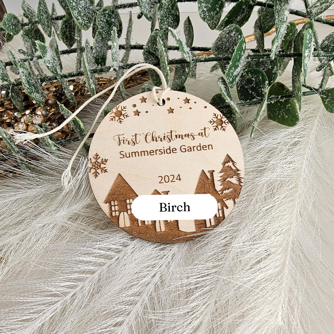 Personalised Wooden First Christmas Ornament - Custom Housewarming Keepsake Bauble