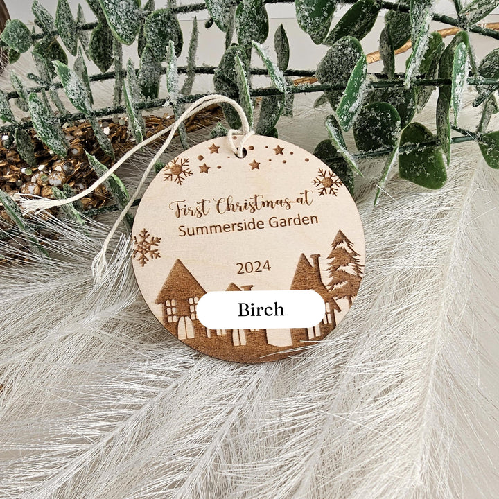 Personalised Wooden First Christmas Ornament - Custom Housewarming Keepsake Bauble