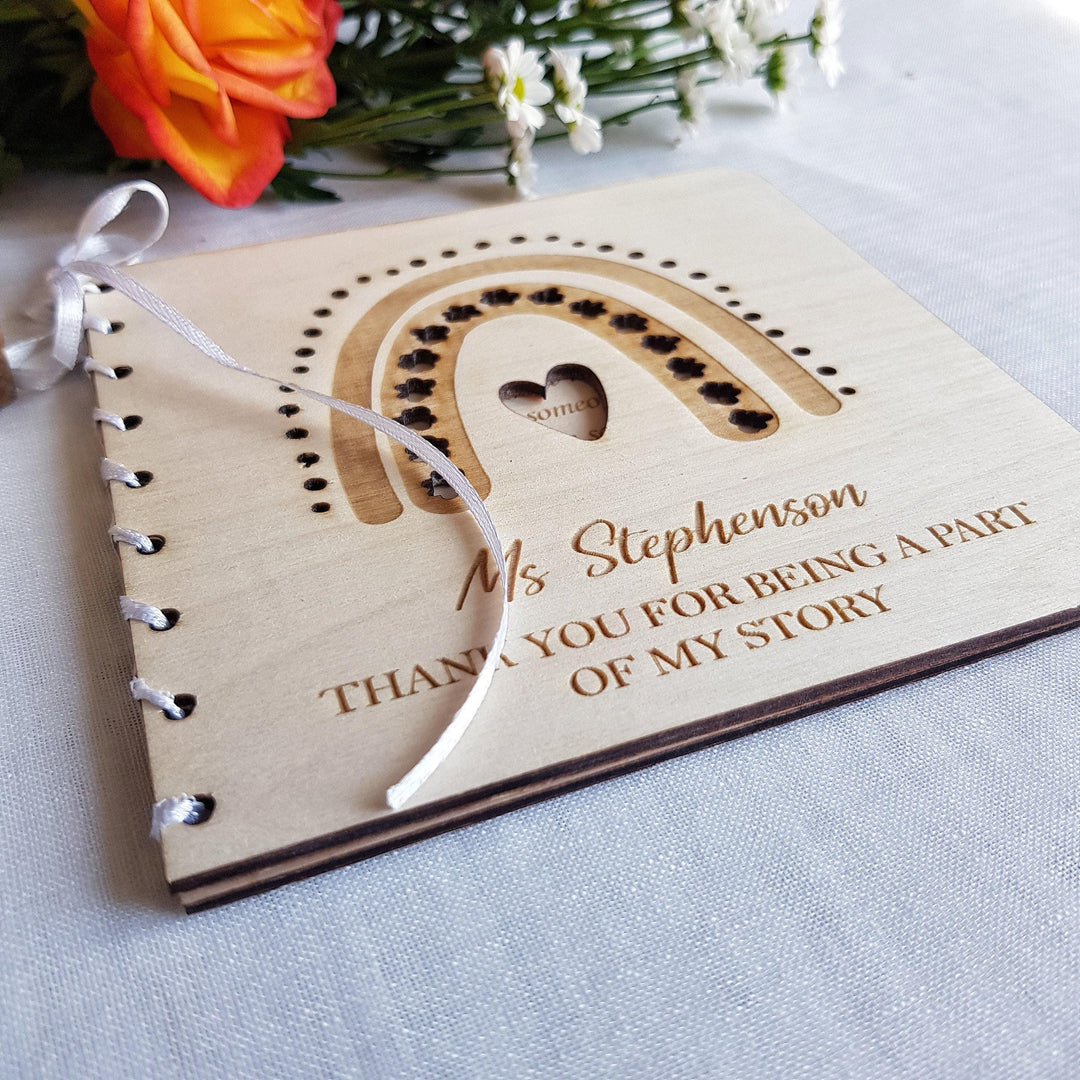 Personalized Wooden Rainbow Card for Teachers - End of School Keepsake Gift