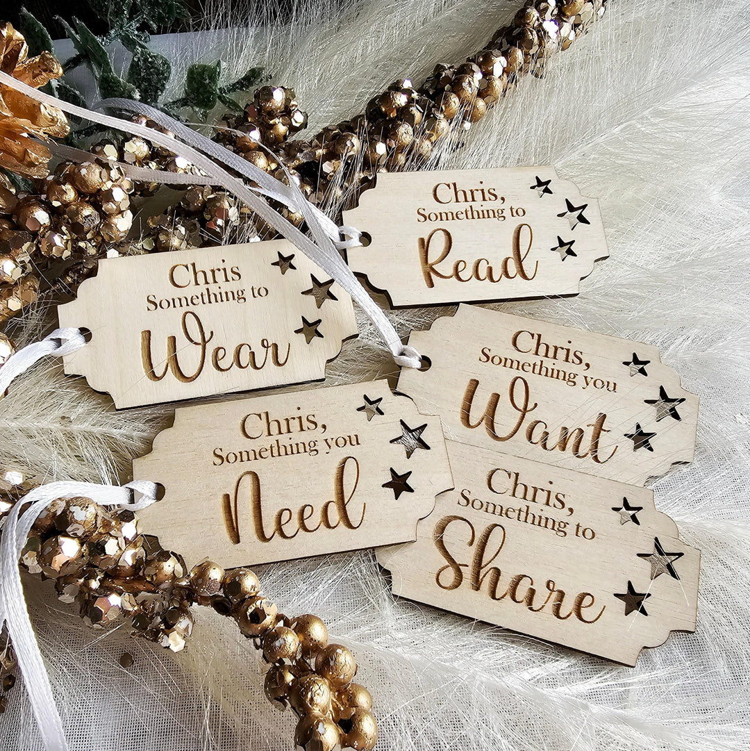 Personalised Wooden Christmas Gift Tags - Sustainable Reusable Holiday Present Idea