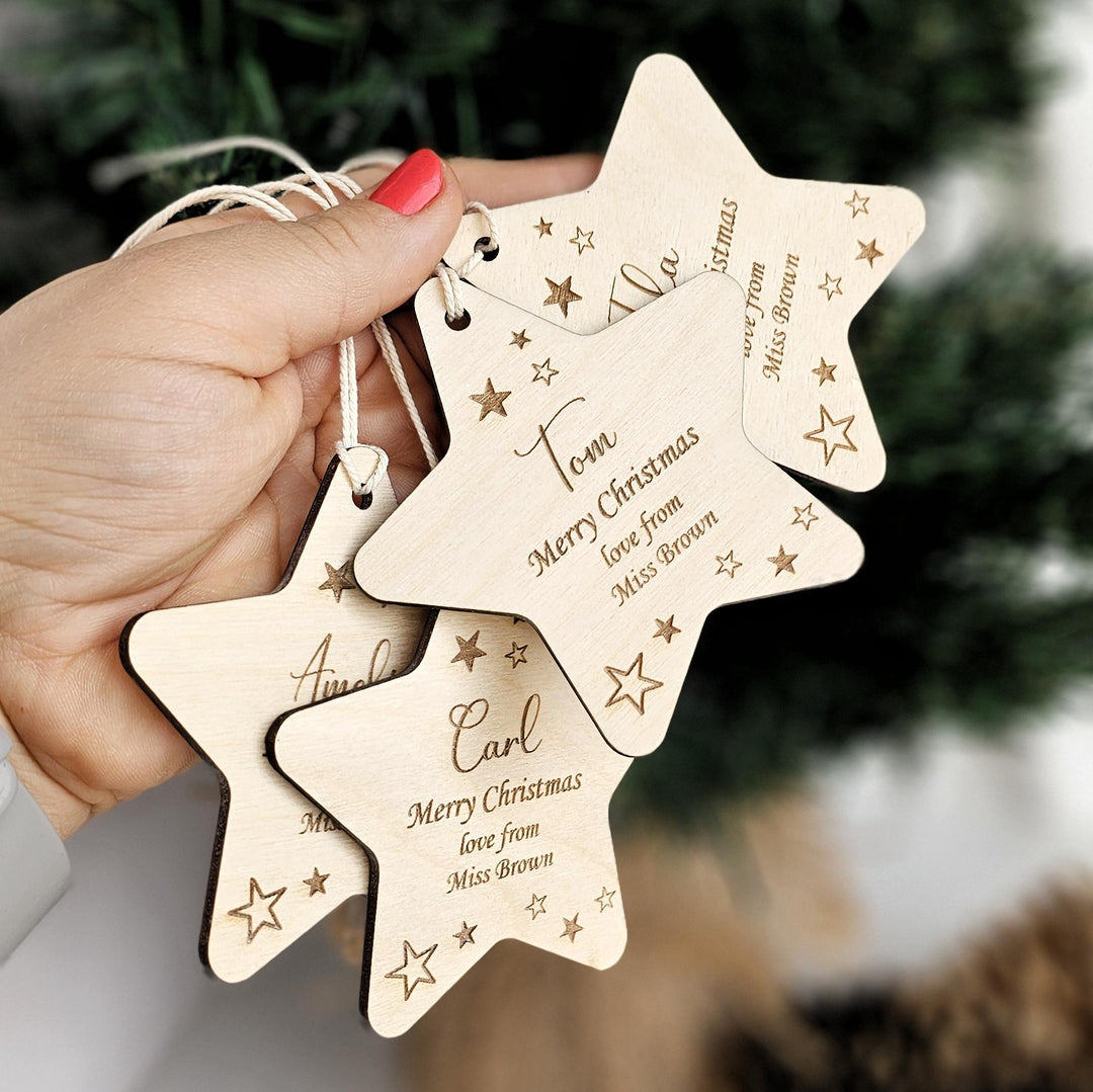 Personalized Wooden Star Christmas Gift for Teachers Festive End-of-Term Decoration You Are a Star Token