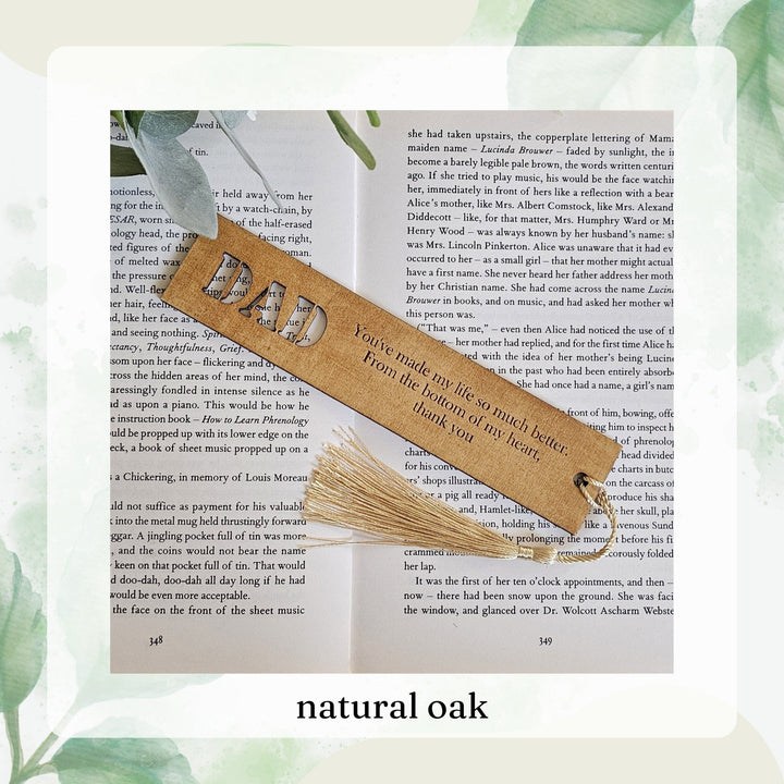 Personalised Wooden Bookmark - A Thoughtful Gift for Father's Day, Birthdays, and Dads Stepdad Grandads Boyfriend Brother Uncle Teachers