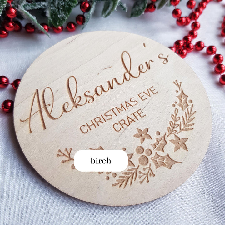 Personalised Babys First Christmas Disc - Custom Christmas Eve Box Label  Milestone Photo Prop