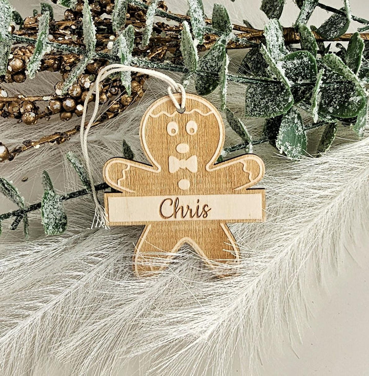 Personalised Wooden Gingerbread Man Ornament - Festive Christmas Tree Bauble