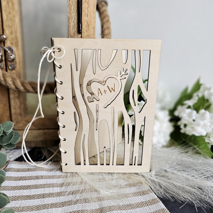 Personalised Wooden Card with Trees Design and Love Heart- Perfect for Valentine's Day, Anniversary, Wedding, Engagement, Love Celebration