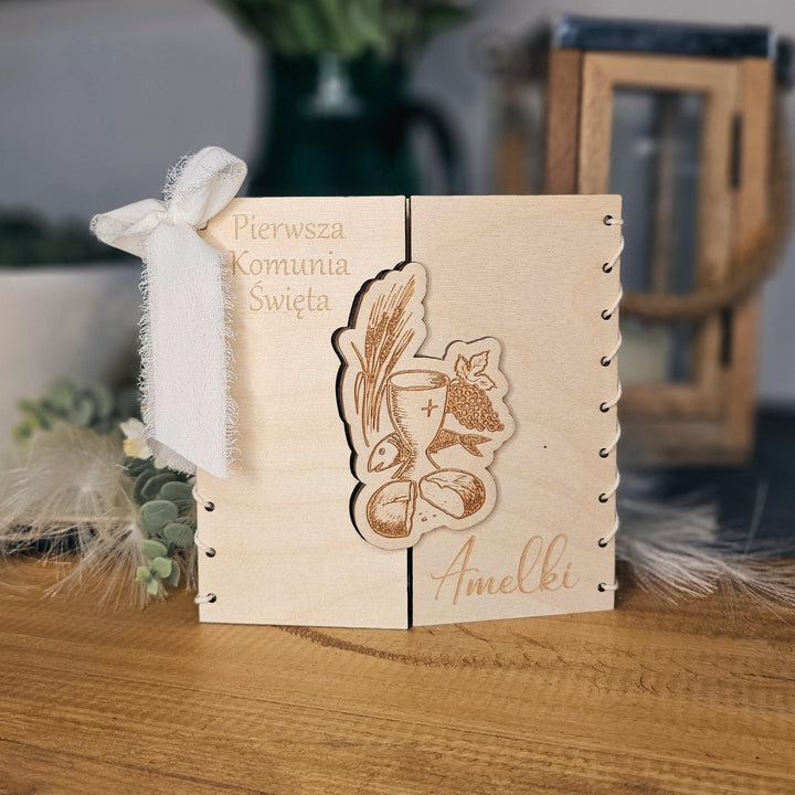Personalised Wooden First Holy Communion Card Keepsake Gift, Chalice