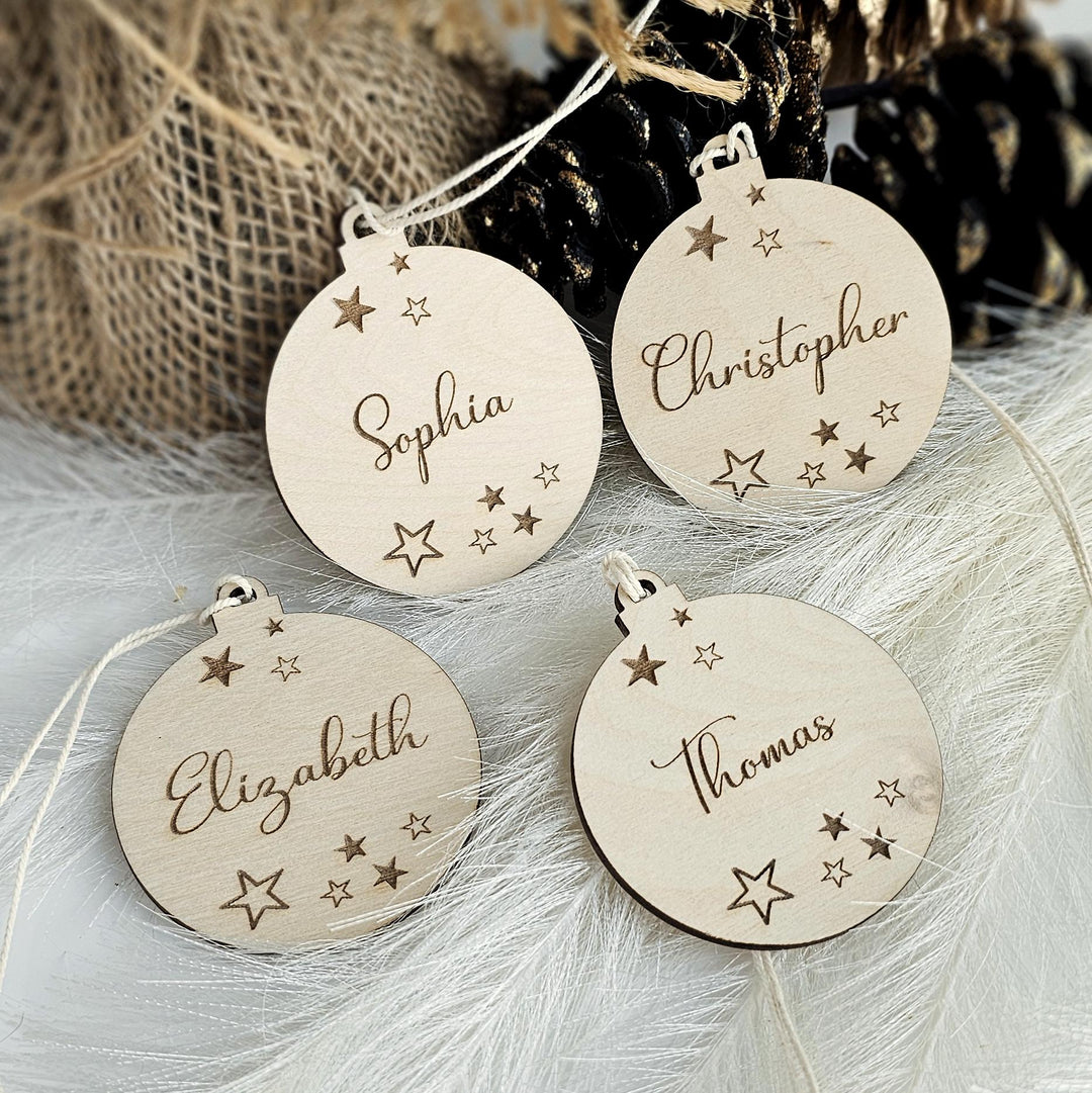 Personalized Engraved Wooden Christmas Bauble - Unique Teacher Student or Coworker Gift - Festive Secret Santa Ornament