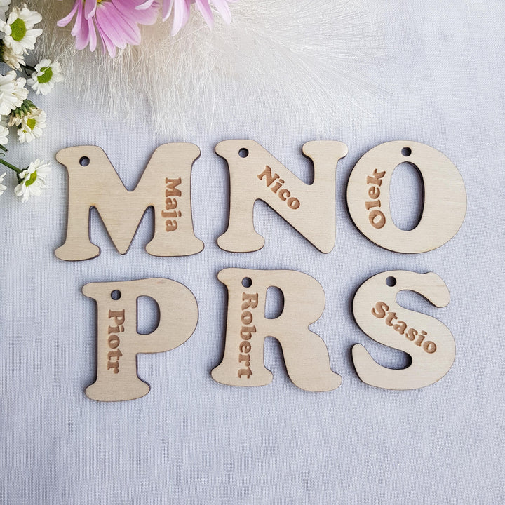 Personalised Wooden Keyring - Kids Name Keychain Back to School Gift Book Bag Tag
