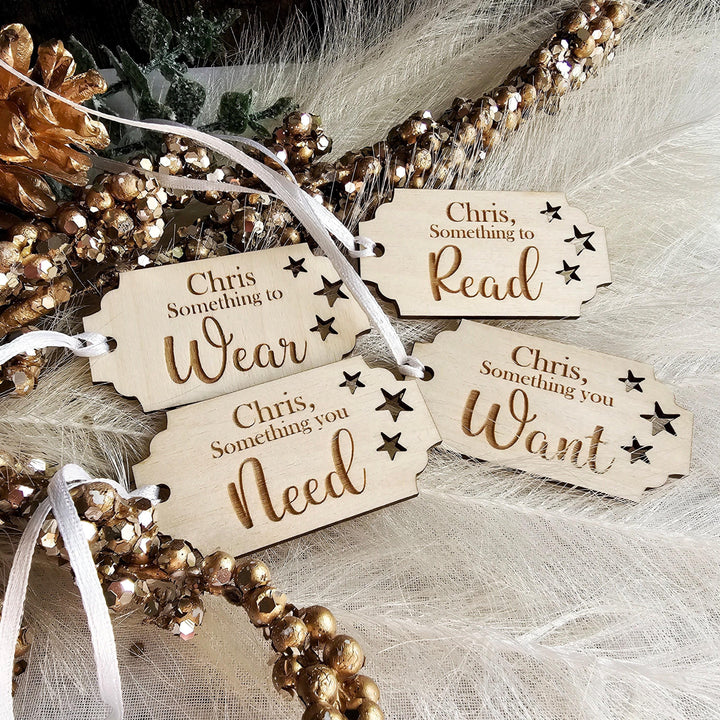 Personalised Wooden Christmas Gift Tags - Sustainable Reusable Holiday Present Idea