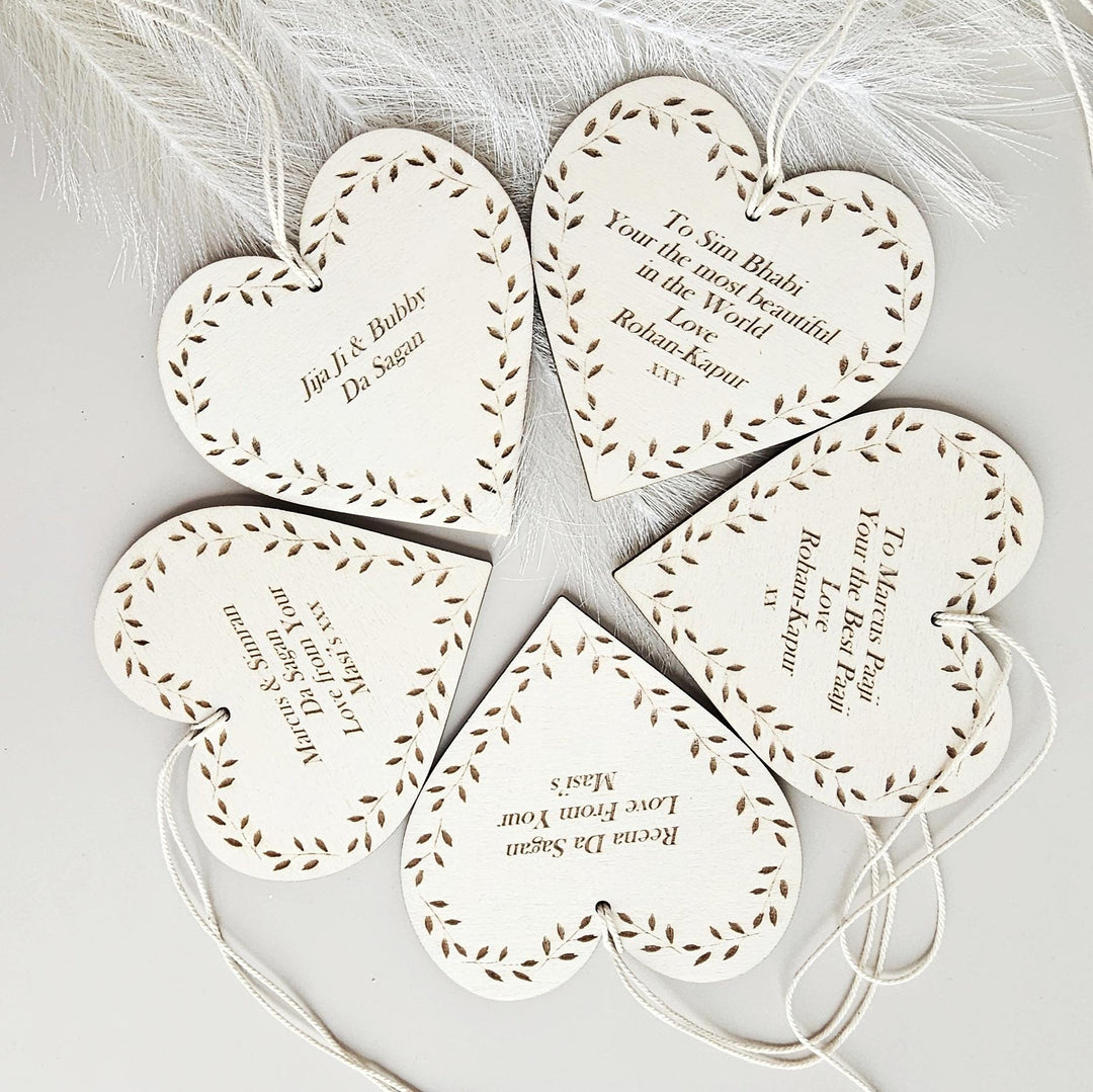 Personalized Rustic Wooden Heart Gift Tag - Laser Cut Keepsake Plaque