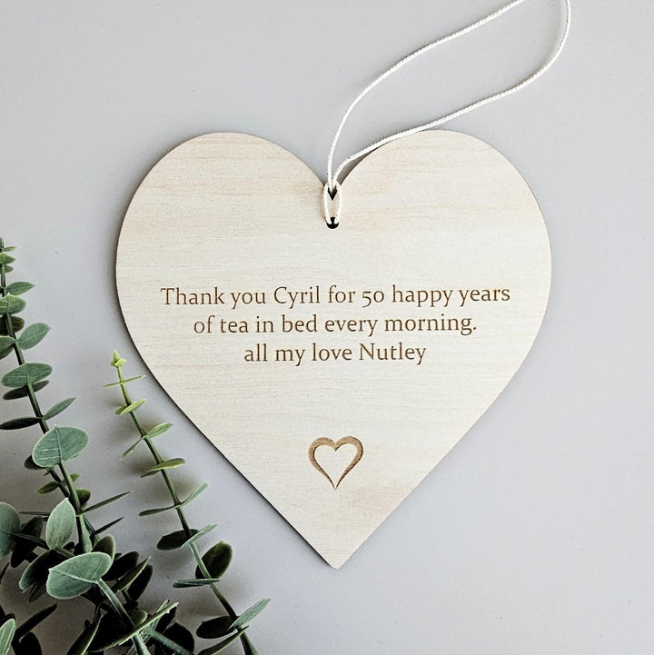 Personalised Wooden Heart Ornament - Custom Gift Tag Keepsake for Teacher Wedding Congratulations
