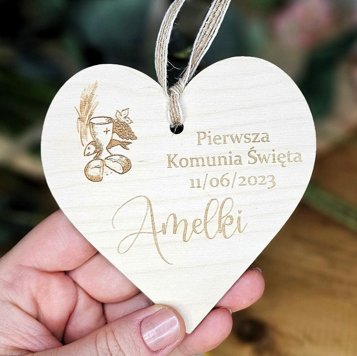 Personalised First Holy Communion Keepsake - Wooden Rustic Gift - Pamiatka Pierwszej Komunii Swietej - Baptism Christening Confirmation