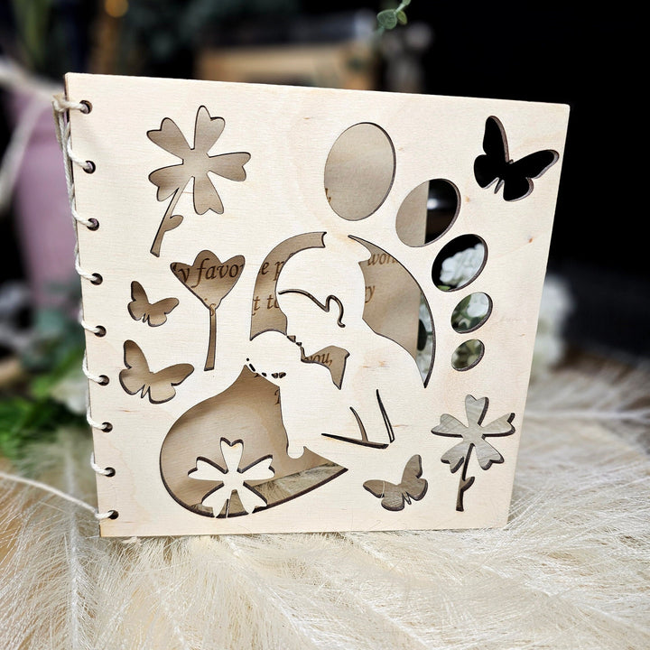 Personalised Mother’s Day Wooden Card with Footprint Cutout – Unique Gift for First Time Moms, New Mums, and Grandmothers