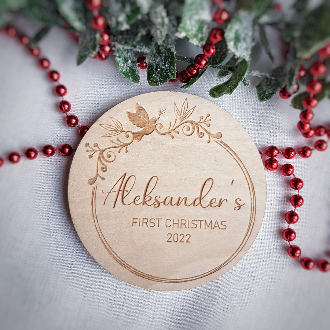 Personalised Wooden Christmas Eve Box label - Babys First Christmas Keepsake Plaque  Photo Prop