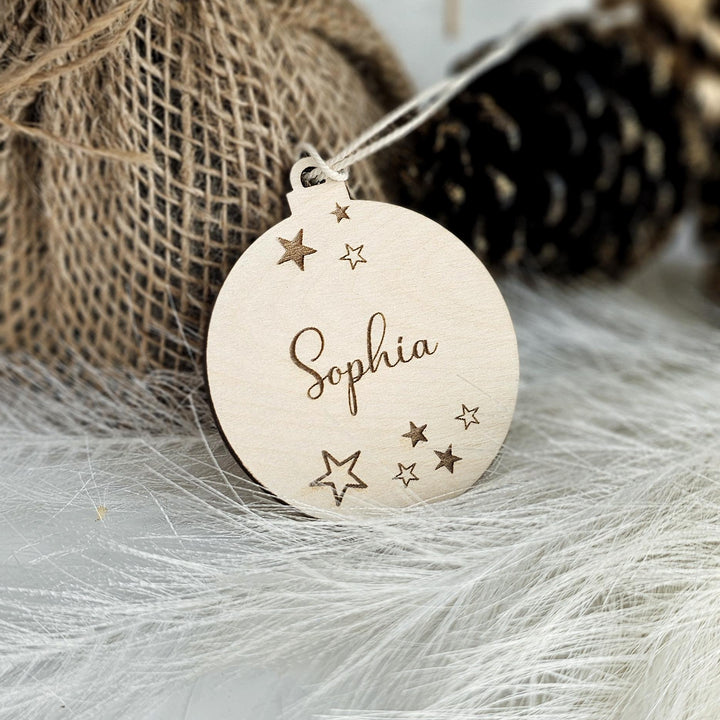 Personalized Engraved Wooden Christmas Bauble - Unique Teacher Student or Coworker Gift - Festive Secret Santa Ornament
