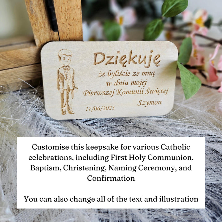 Personalised First Holy Communion Thank you magnet, Baptism Christening Naming Ceremony Confirmation Favours, Wooden Gift Keepsake, Boy