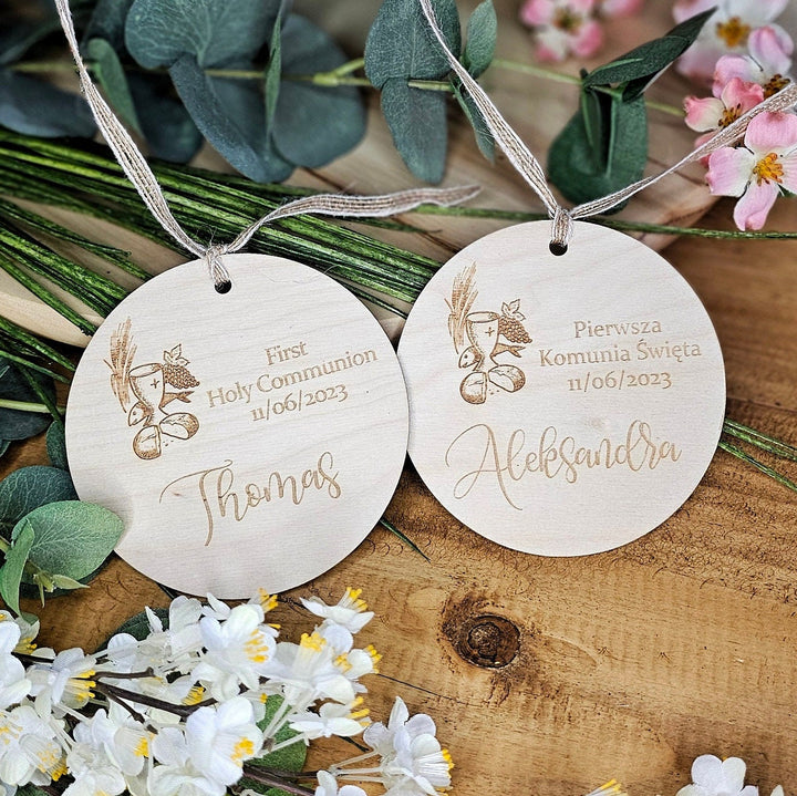 Personalised First Holy Communion Keepsake - Wooden Rustic Gift - Pamiatka Pierwszej Komunii Swietej - Baptism Christening Confirmation