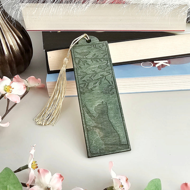 Personalised Wooden Cat Bookmark – Unique Handmade Gift for Readers
