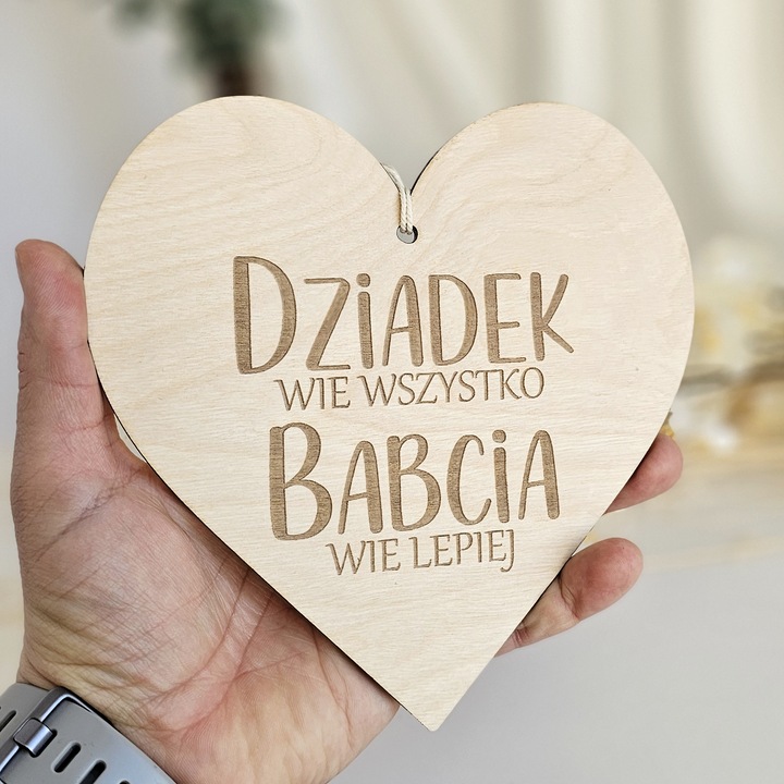 Engraved wooden plaque - Dziadek wie wszystko Babcia wie lepiej