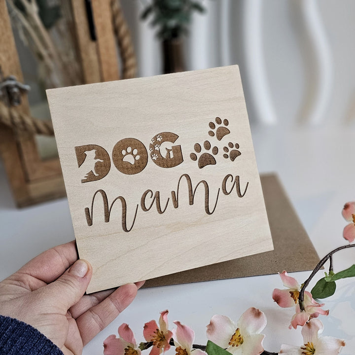 Mother's Day Card Dog Mama, Personalised Wooden Keepsake, Desk Decor Ornament