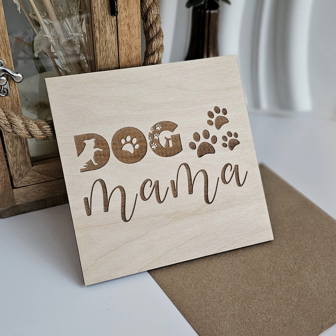 Mother's Day Card Dog Mama, Personalised Wooden Keepsake, Desk Decor Ornament
