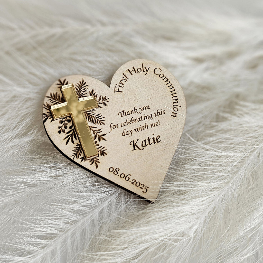 Personalised First Holy Communion Thank You Favors - Baptism, Christening, Naming Day, Confirmation Gift - Wooden Keepsake Favor Magnets