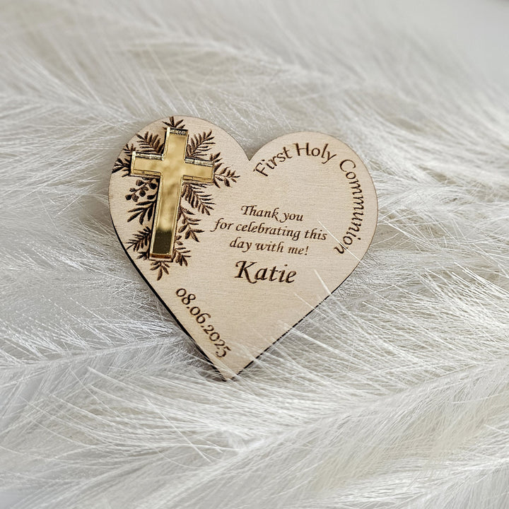 Personalised First Holy Communion Thank You Favors - Baptism, Christening, Naming Day, Confirmation Gift - Wooden Keepsake Favor Magnets