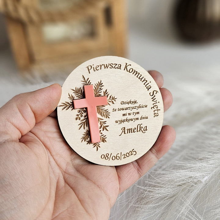 Personalised First Holy Communion Thank You Favors - Baptism, Christening, Naming Day, Confirmation Gift - Wooden Keepsake Favor Magnets