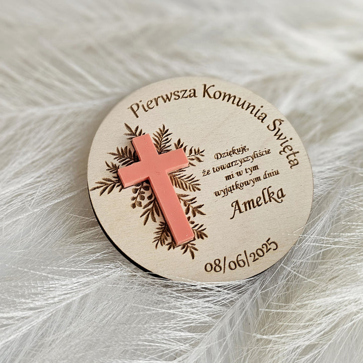Personalised First Holy Communion Thank You Favors - Baptism, Christening, Naming Day, Confirmation Gift - Wooden Keepsake Favor Magnets