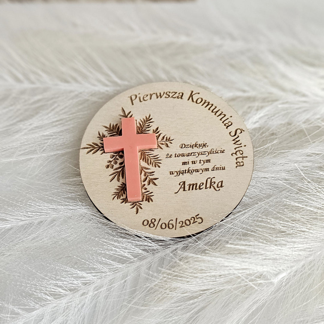 Personalised First Holy Communion Thank You Favors - Baptism, Christening, Naming Day, Confirmation Gift - Wooden Keepsake Favor Magnets