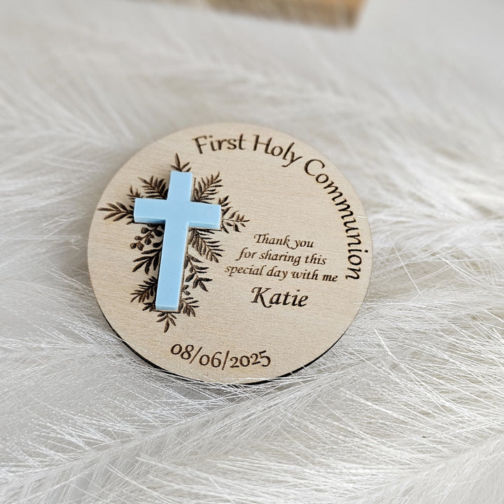Personalised First Holy Communion Thank You Favors - Baptism, Christening, Naming Day, Confirmation Gift - Wooden Keepsake Favor Magnets