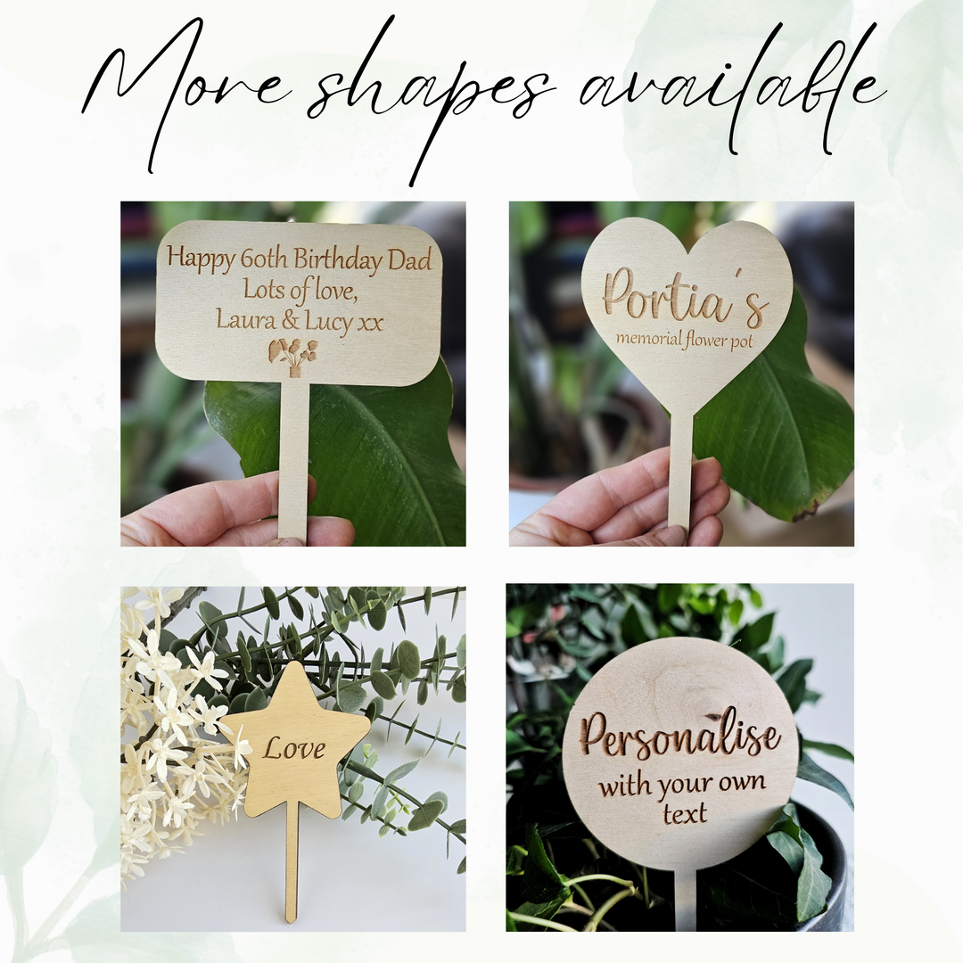 Personalised wooden plant gift tag - Rectangle shape