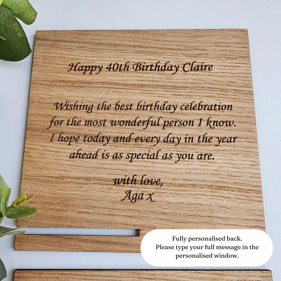 Personalised Wooden Floral Plaque - Rustic Keepsake Gift for Mum Sister Friend or Colleague