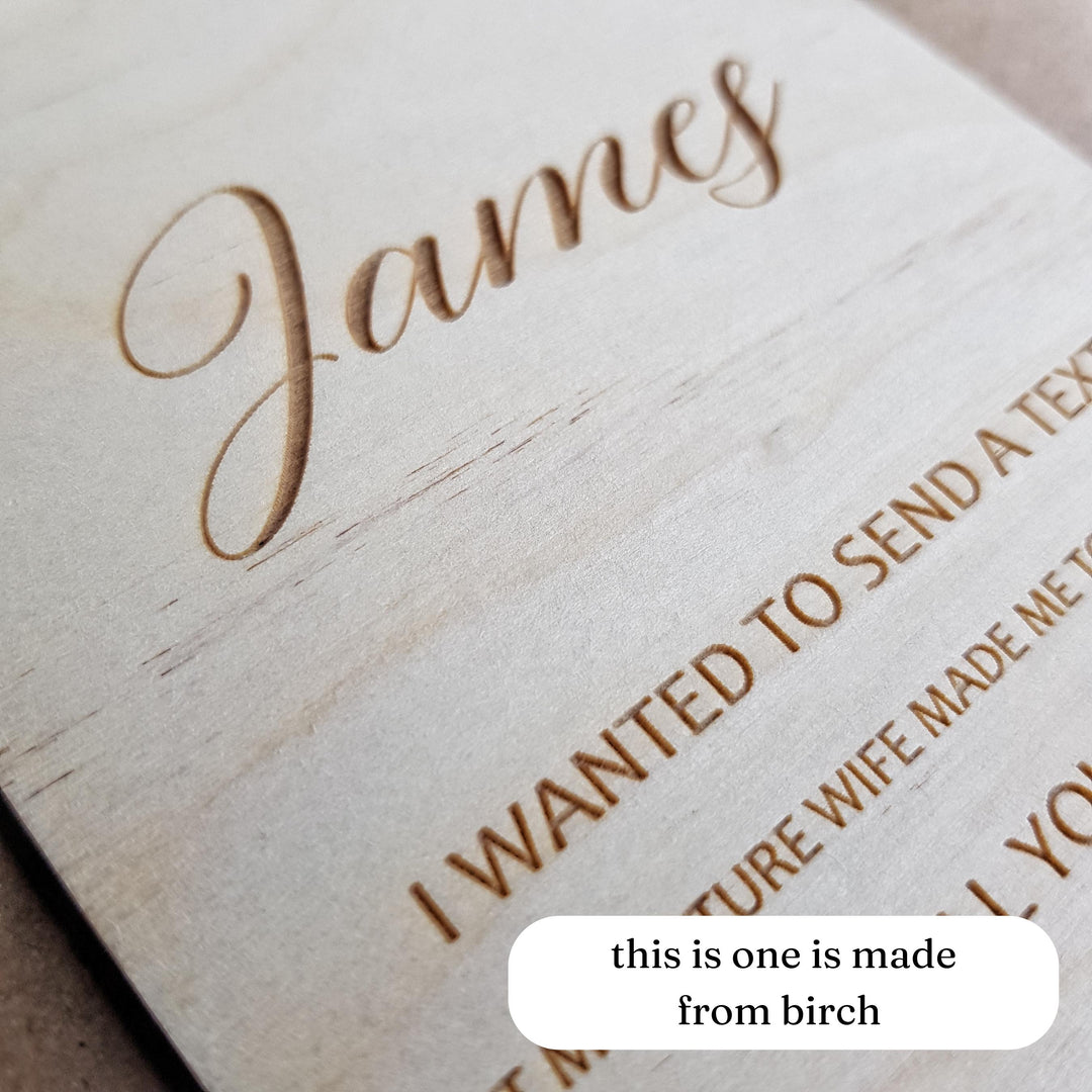 Best Man Wooden Card - Personalised Wedding Proposal Keepsake - Will you be my Usher