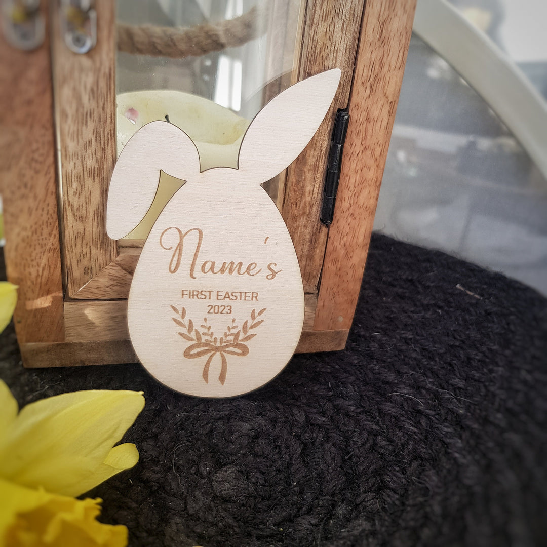 Wooden Baby Announcement First Easter | Milestone Card / Discs Photo Prop Plaque | | Social Media Flat Lay Prop | keepsake