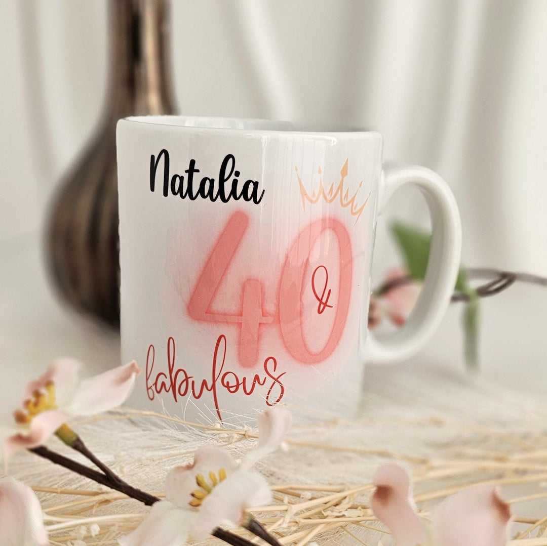 Personalised 40th Birthday Mug - Custom Name Gift for Her