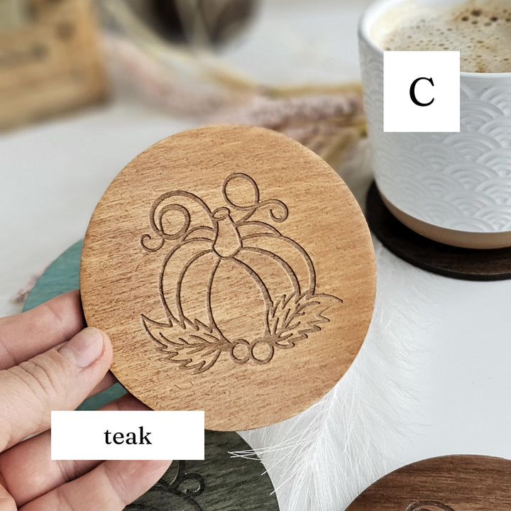 Autumn Pumpkin Wooden Coaster - Cosy Fall Drink Coaster, Decorative Halloween Table Decor, Handmade Gift Idea