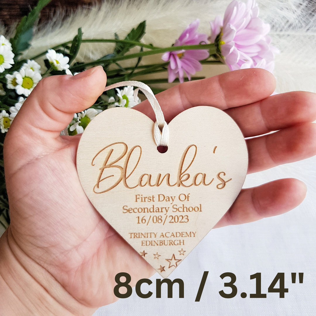 Personalised First Day of School Keepsake - Engraved Wooden Gift Tag Ornament