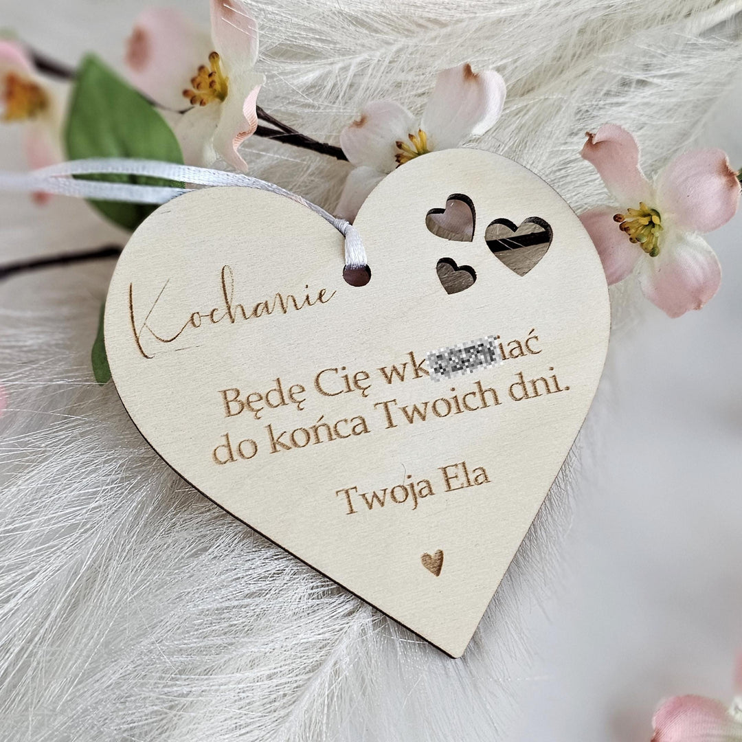 Personalised Wooden Car Mirror Pendant - Valentines Day Gift for Driving Partner