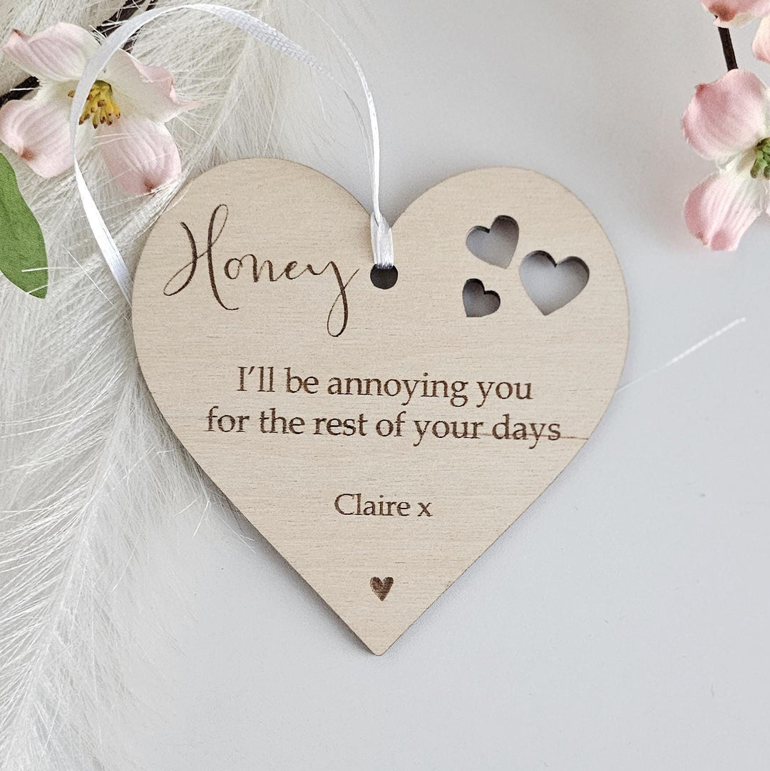 Personalised Wooden Car Mirror Pendant - Valentines Day Gift for Driving Partner