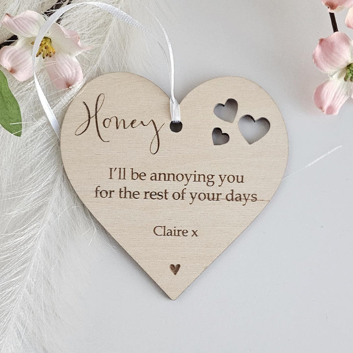 Personalised Wooden Car Mirror Pendant - Valentines Day Gift for Driving Partner