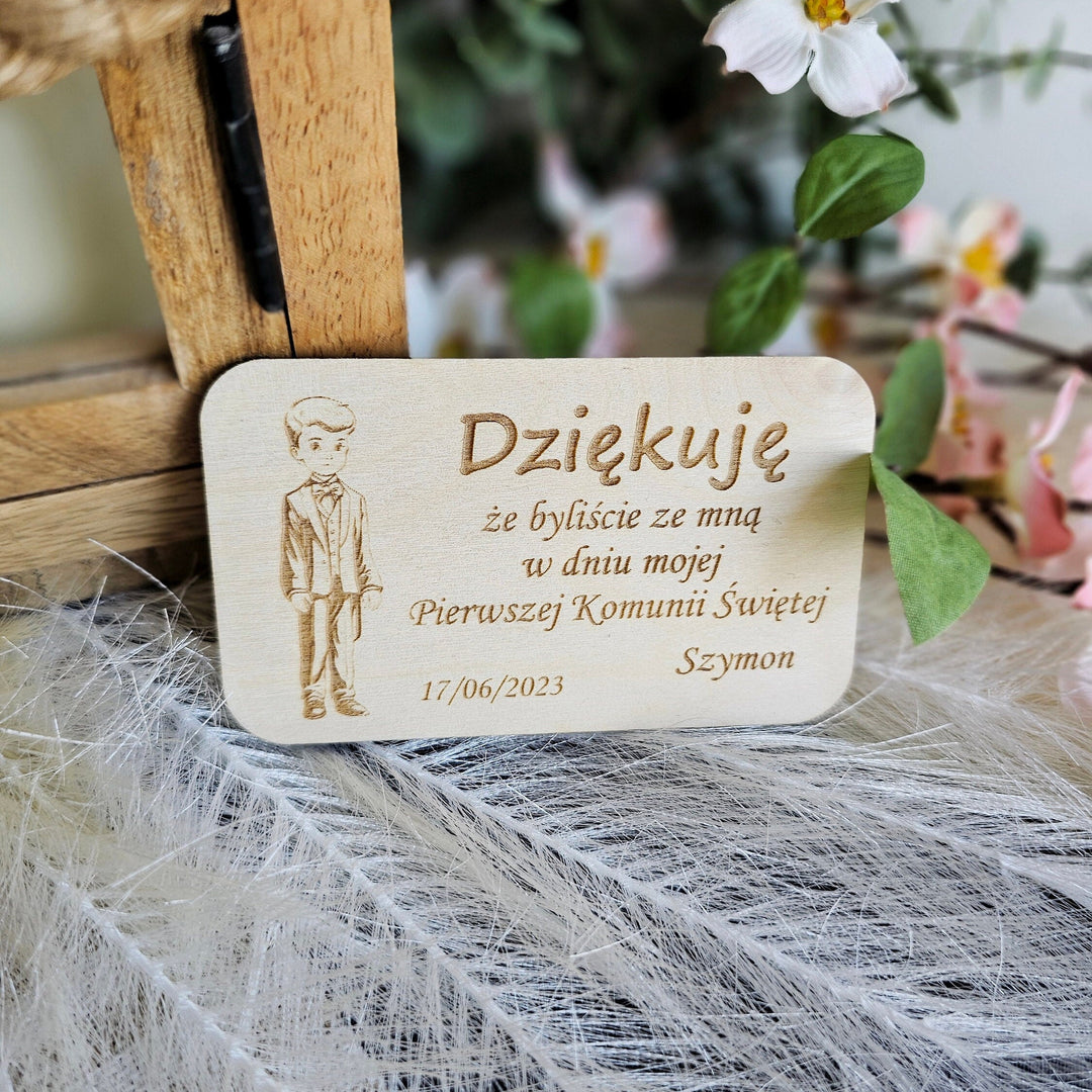 Personalised First Holy Communion Thank you magnet, Baptism Christening Naming Ceremony Confirmation Favours, Wooden Gift Keepsake, Boy