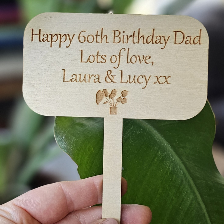 Personalised wooden plant gift tag - Rectangle shape