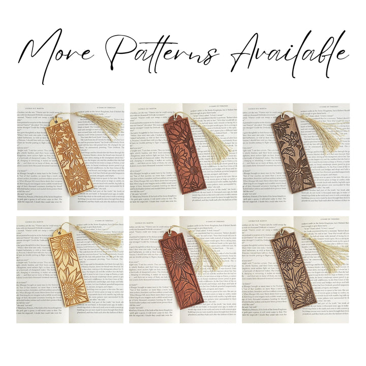 Wooden Sunflower Bookmark - Personalised Laser Engraved Gift with Golden Tassel