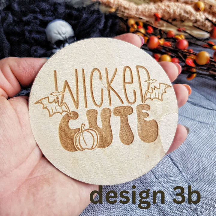 Personalised Wooden First Halloween Disc - Cute Photo Prop for Baby