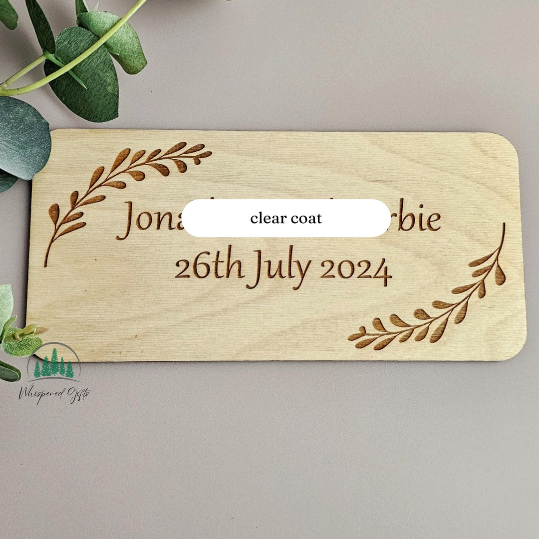 Personalised Rustic Wood Plaque: Laser Engraved Leaf Design