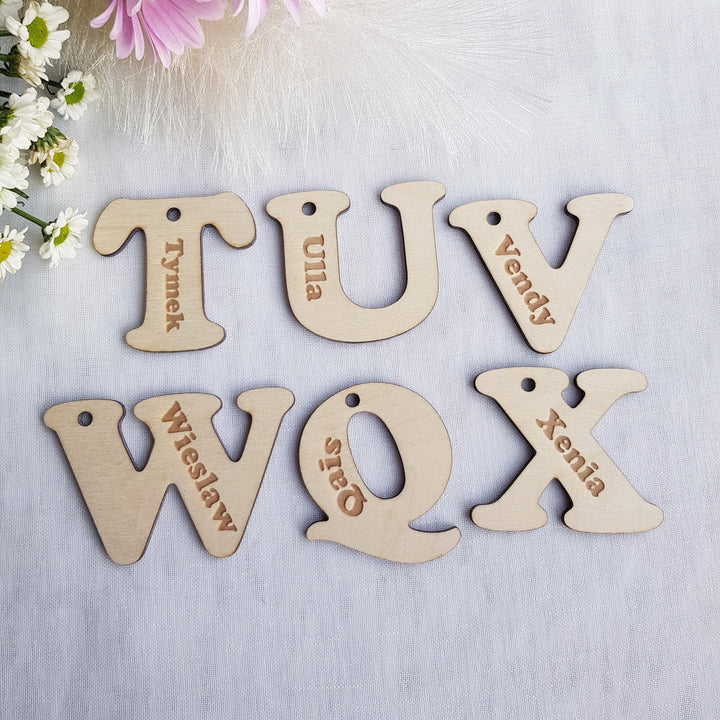Personalised Wooden Keyring - Kids Name Keychain Back to School Gift Book Bag Tag